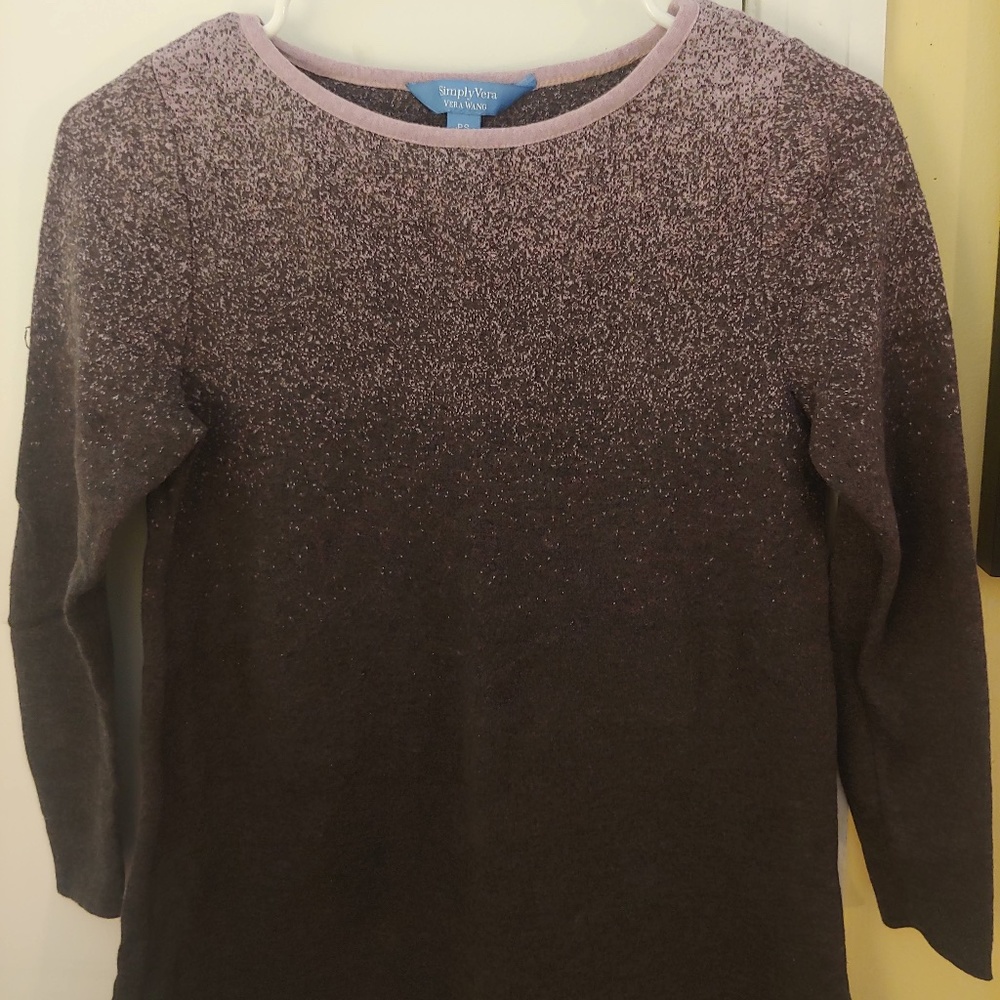 Simply Vera Wang Glitter Gradient Gray Sweater (S)